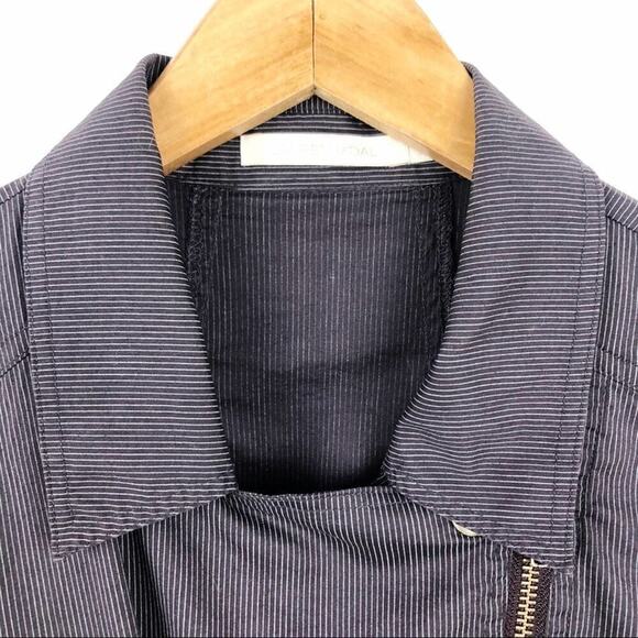 Lauren Vidal Purple Asymmetrical Striped Full Zip Lagenlook Minimalist Jacket M - Picture 10 of 16